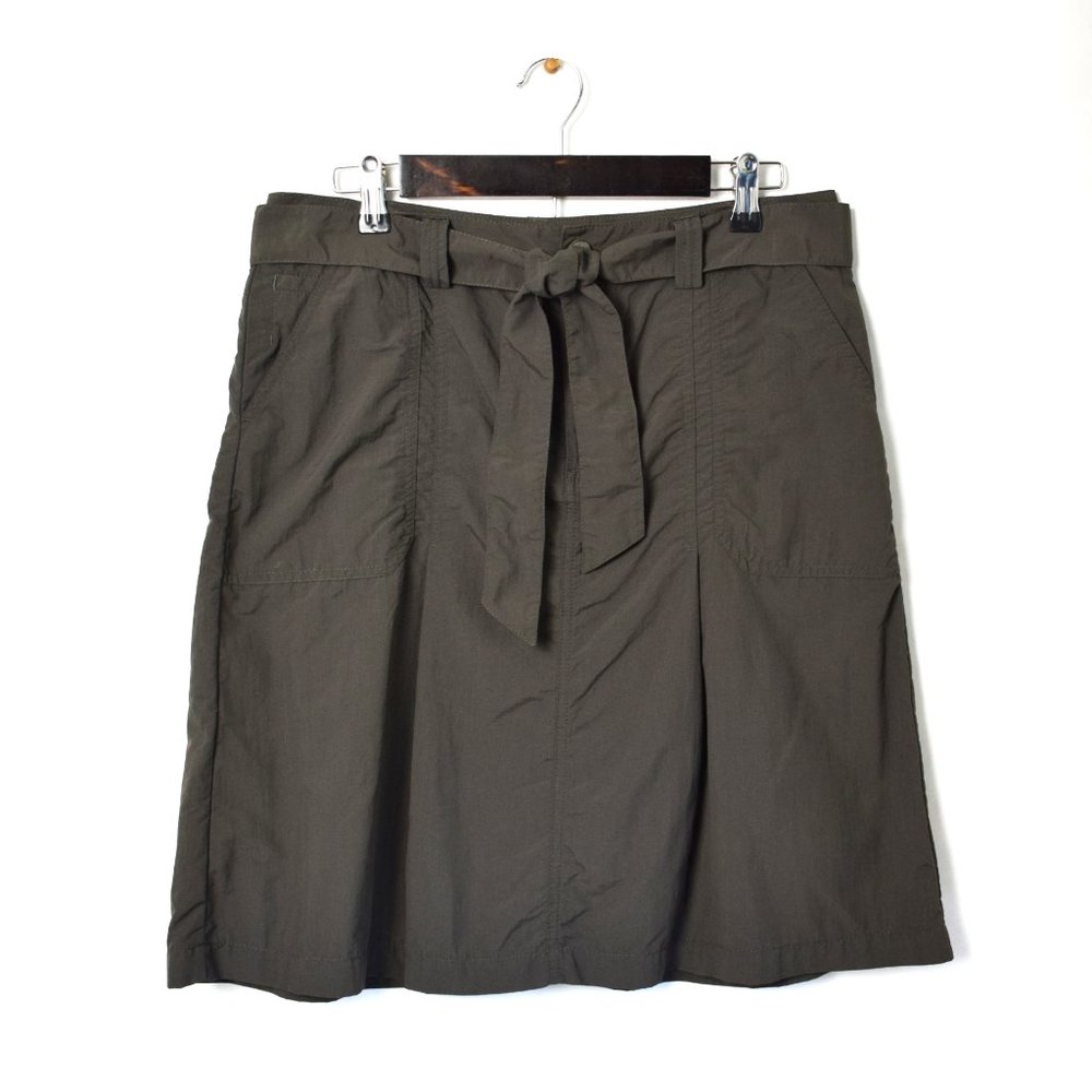 Eddie Bauer Nylon Sport Active Fit Olive Green Skirt Size Medium
